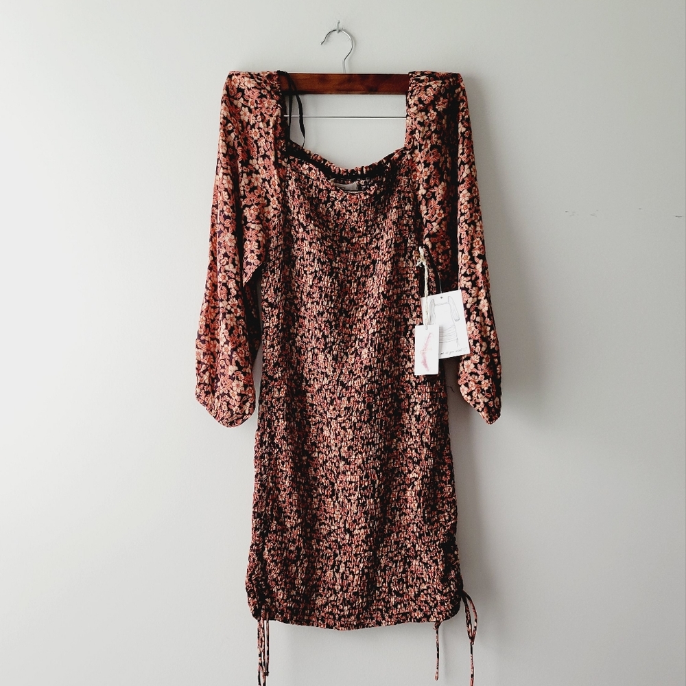 NWT Jessica Simpson bodycon floral long sleeve mini dress size M